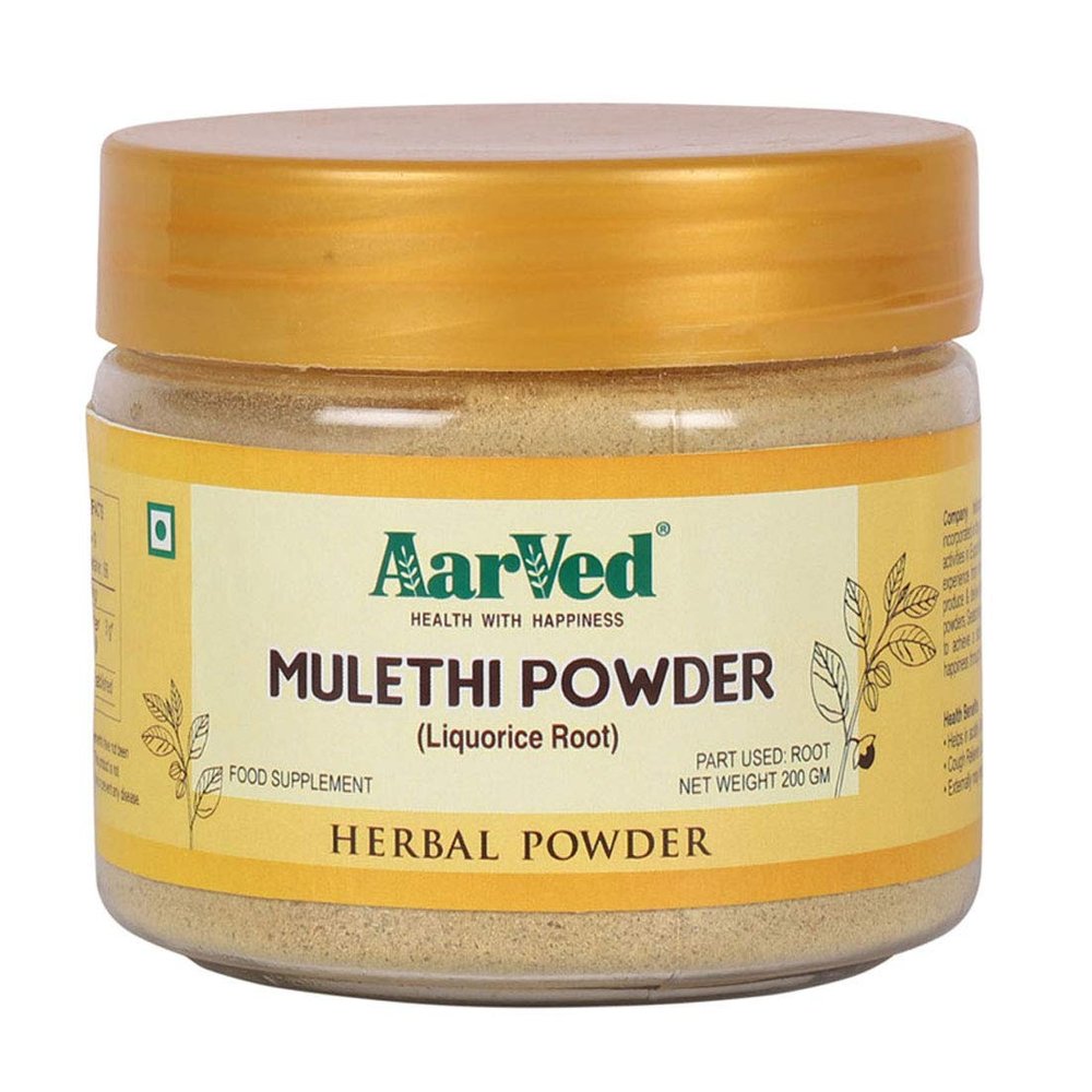 AarVed Mulethi Root Powder (200g) Natural Licorice Root(Atimadhuram/Athimadhura/Yashtimadhu/Glycyrrhiza Glabra) for Digestive Health, Skin & Hair Care |Preservative-Free & Herbal Wellness