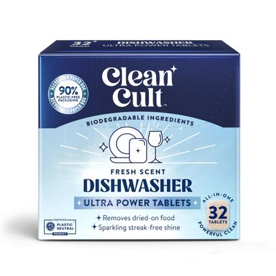 Cleancult Dishwasher Pods, Lemongrass, 32 Pods - 100% Dissolvable Dishwashing Tablets - Made From Coconut Surfactants - Wrapped in Dissolvable Film - Leaves Dishes Clean & Spotless