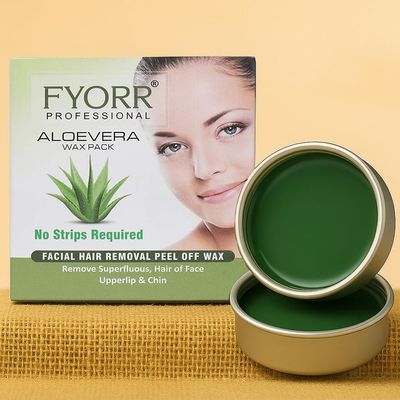 FYORR Facial Katori Peel-Off Wax Combo of Aloe Vera, Green, 80 g, 2 Count
