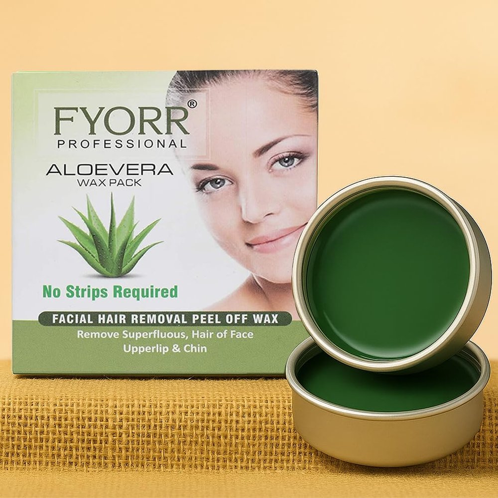 FYORR Facial Katori Peel-Off Wax Combo of Aloe Vera, Green, 80 g, 2 Count