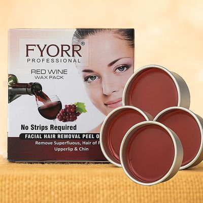 Fyorr Facial Katori Peel-Off Wax Combo of 4 Red Wine - 80gm each