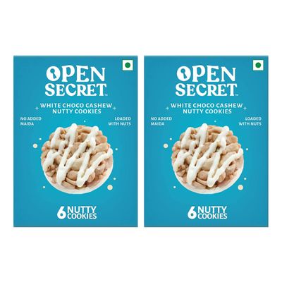 Open Secret White Choco Cashew Story Box |2 Healthy White Choco Cashew Story Box|White Chocolate & Cashew|Family Snacks Biscuit||No Added Maida|12 Cookies (6 Cookies Per Box) | 150g