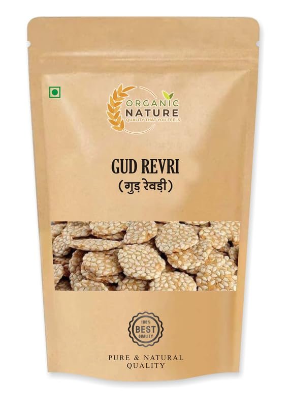 ORGANIC NATURE Rewadi or Rewri Sweet Revari Made of Sesame & Jaggery Rewari Crishpy & Crunchy (Pack of 400 Gram)