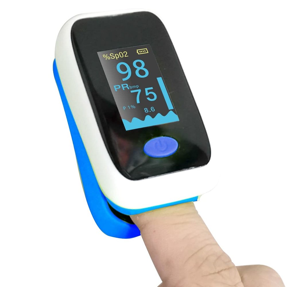 AccuSure YK011 Fingertip pulse oximeter with OLED Display, Audio Visual Alarm measures Blood Oxygen Saturation and Pulse Rate Monitor, Multicolor