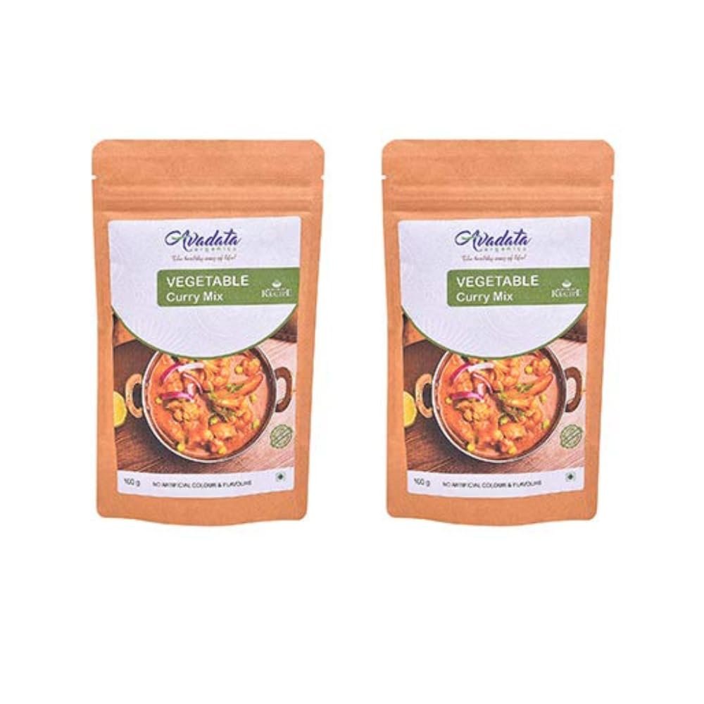 Avadata Organics Vegetable Curry Mix -100 gm | Ready to Cook Spice Mix | Easy to Cook Masala Mix |No Preservatives | 100% Mom Approved | Gluten-Free (Pack of 2)