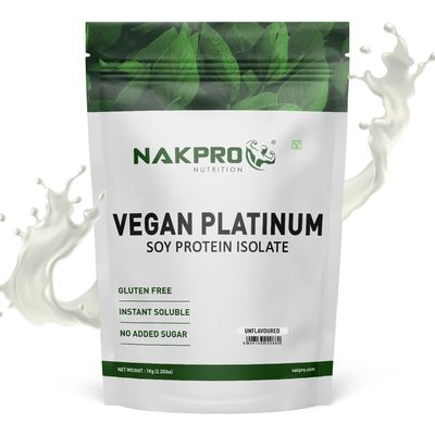 NAKPRO VEGAN SOY PROTEIN ISOLATE 90% | 27.4g Protein, 4.7g BCAA | High Quality Vegan Plant Based Protein for Muscle Growth | Raw, Natural Protein for Men, Women & Athletes | 1 Kg Unflavoured (30 Servings)