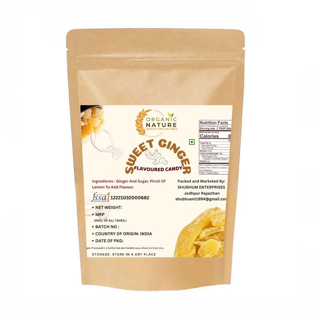 organic nature Sweet Dried Ginger Slices Mouth Freshners (pack of 100 gram)