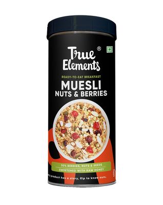 True Elements Crunchy Nuts & Berries Muesli 400g - 100% Wholegrain Cereal | Nutrients-rich | High Fibre Breakfast | Breakfast delight