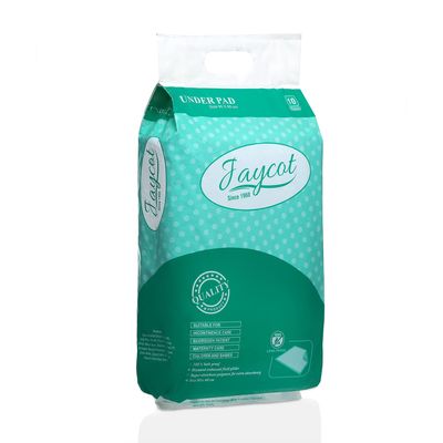 Jaycot Incontinence Underpads Large ,Blue, Size 90cm x 60cm, 10 Pcs / Pack , Disposable Fabric, Highly Absorbent and Smooth Surface for Baby and Adults