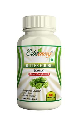 ERBZENERG Bitter Gourd (Momordica charantia) Karela 60 Capsules- (Pack of 1)
