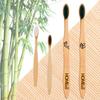 Bamboo Toothbrush Charcoal activated soft bristles | NATURAL (2 Adult & 2 Kids toothbrush) view 1