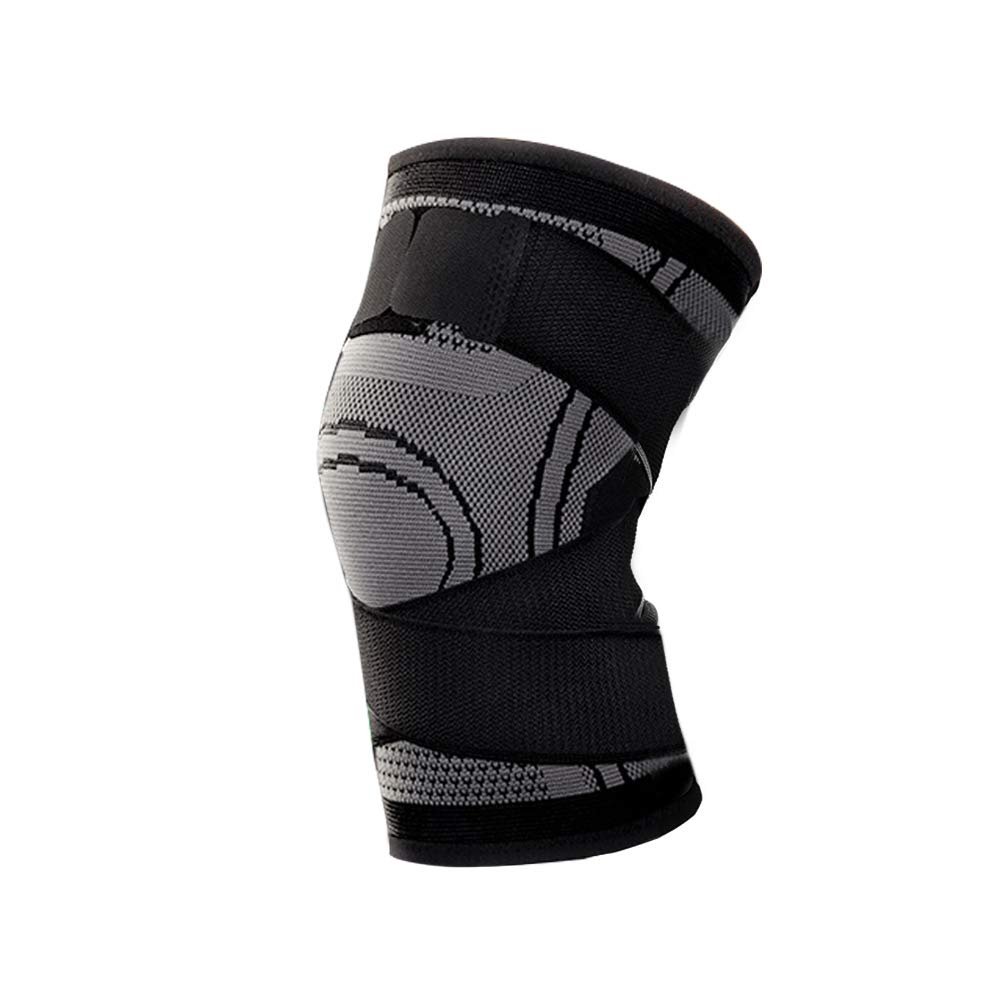 1PC Knee Support fessional tectives Sports Knee Pad Breathable Bandage Black+Grey L