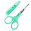 Humbee, Stainless Steel Hair Grooming and Trimming Scissors Set, For Facial Hair, Nose Hair, Eyebrow Scissors, Eyelash Scissors, Mustache, and Beard (Safety Edge, Green Long Cap) view 1