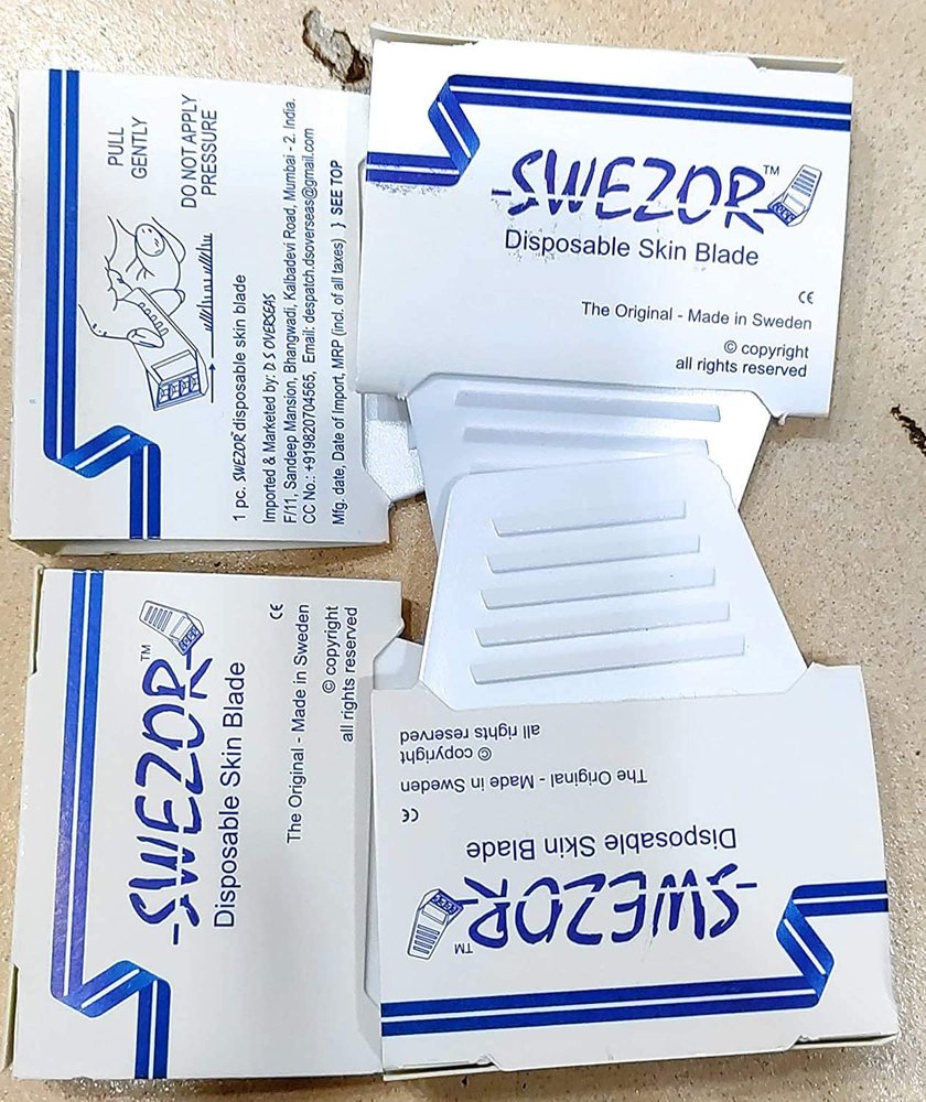 SWEZOR Disposable Skin Blade, Manual razor - THE ORIGINAL - MADE IN SWEDEN Pack Of 10Pcs. For Men/Women, PACK OF 10