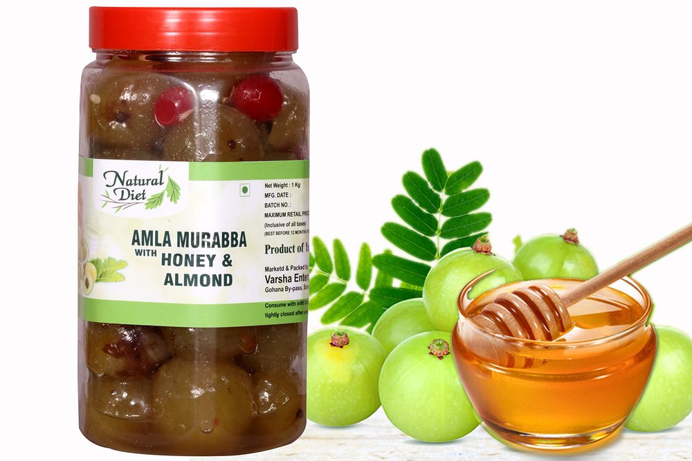 Natural Diet Home Made Herbal Amla Murabba with Pure Honey 900 Grams (Flavour -Sweet 1) (You are Being Served Mothers Love)