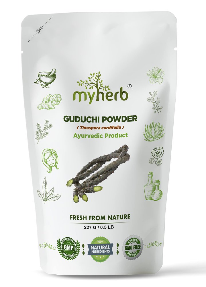 MYHERB 100% Natural Organic Guduchi Powder/Giloy Powder (Tinospora cordifolia) || 227 Gm/0.5 Lbs || Ayurvedic Powder || Help To Increase Immunity For Men & Women