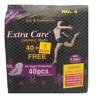 Extra Care Package 40 Orange Maxi Sanitary Pad FREE 1 Razor (PACK OF 3)