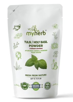 MYHERB 100% Natural Organic Tulsi Powder (Ocimum Sanctum) Holy Basil || 227 Gm/0.5 Lbs || Ayurvedic Powder || Boost Immunity, Metabolism || For Men & Women