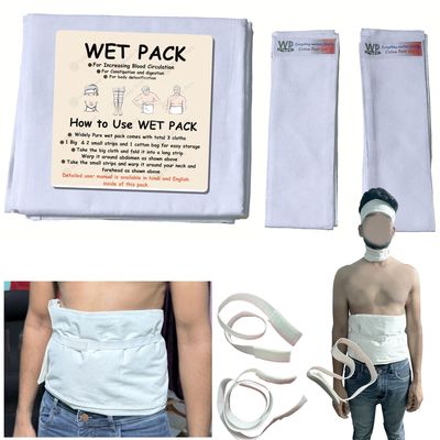 Widely Pure Wet Pack Cotton Patti Set head, neck, kness and abdominal wet pack satvik with user manual