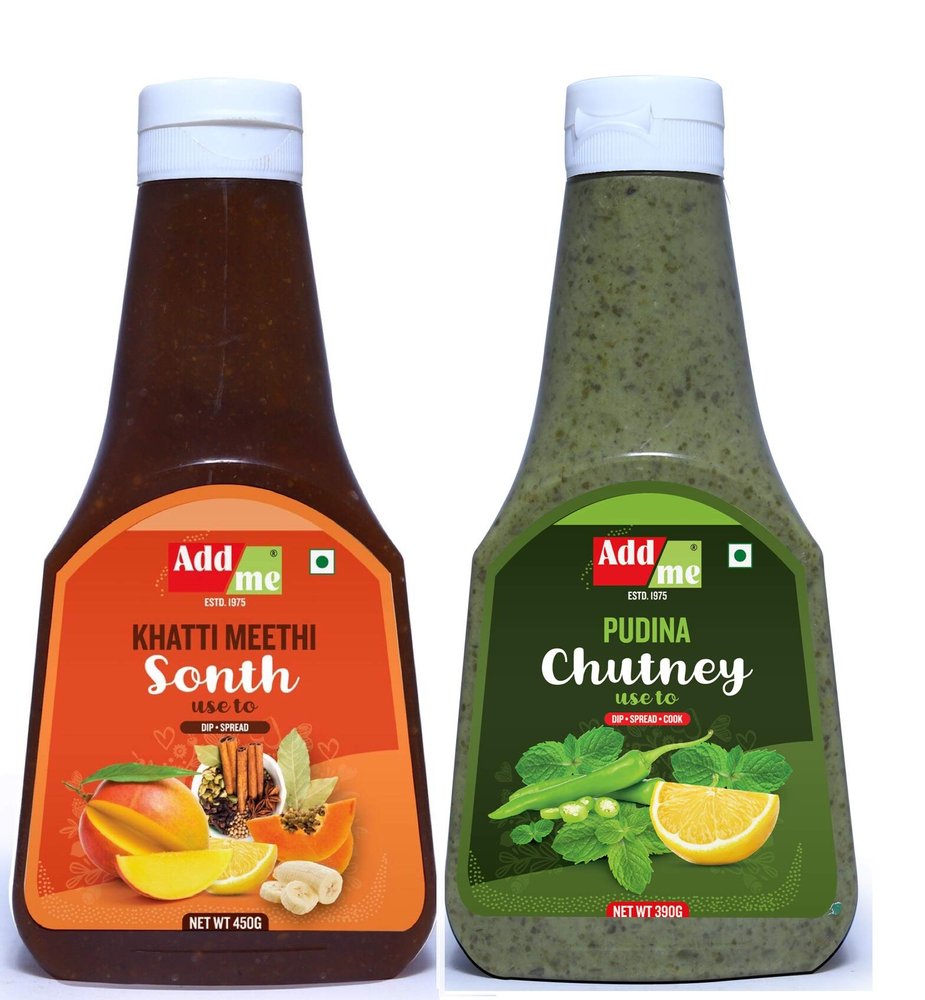 Addme Homemade Classic Indian Chutney Combo, Khatti Meethi Sonth 450g + Tangy Dhania Pudina Chutney 390g