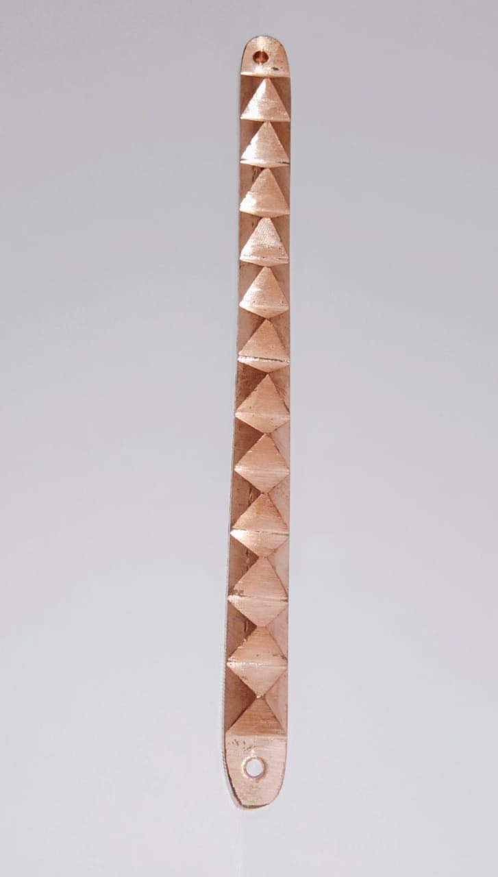 KESAR ZEMS Reiki Healing Pyramid Strip for Healing, Aura Cleaning Vastu Correction with 12 Pyramid (24 X 2 X 1 CM) Copper