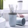 Portable Toothbrush Case Holder With Cup Container for Travel and Daily Use (Blue) view 2