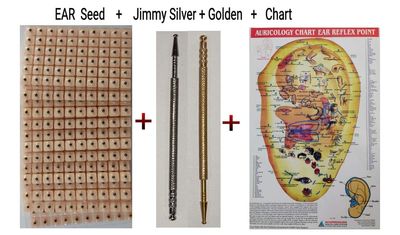 Acupuncture Natural Vaccaria Ear Seeds 600 Counts + Jimmy 2 counts + Chart