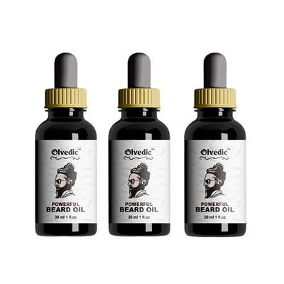 Olvedic Organic PowerFul & Moustache Beard Growth Oil-Pack of 3 (30 ml Each)