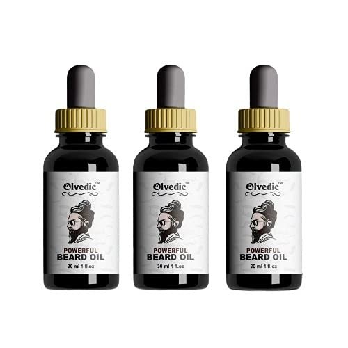 Olvedic Organic PowerFul & Moustache Beard Growth Oil-Pack of 3 (30 ml Each)