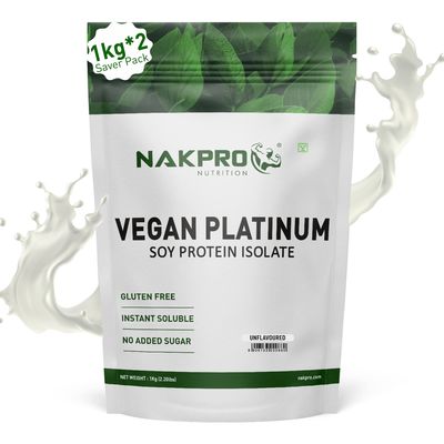 NAKPRO 100% Soy Protein Isolate, Unflavoured - 2kg | 27g Protein, 4.9g BCAA | Natural Vegan Plant Protein Powder | Easy To Digest | All Essential Amino Acids for Muscle Gain and Recovery