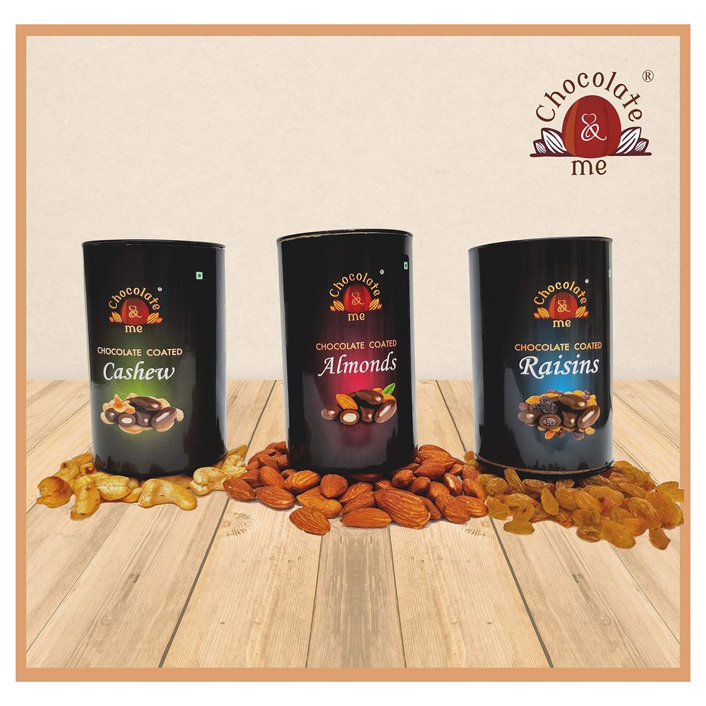 Chocolate and Me, Chocolate Coated Almonds, Cashews and Raisins, Chocolate Covered Nuts, 300 GMS,