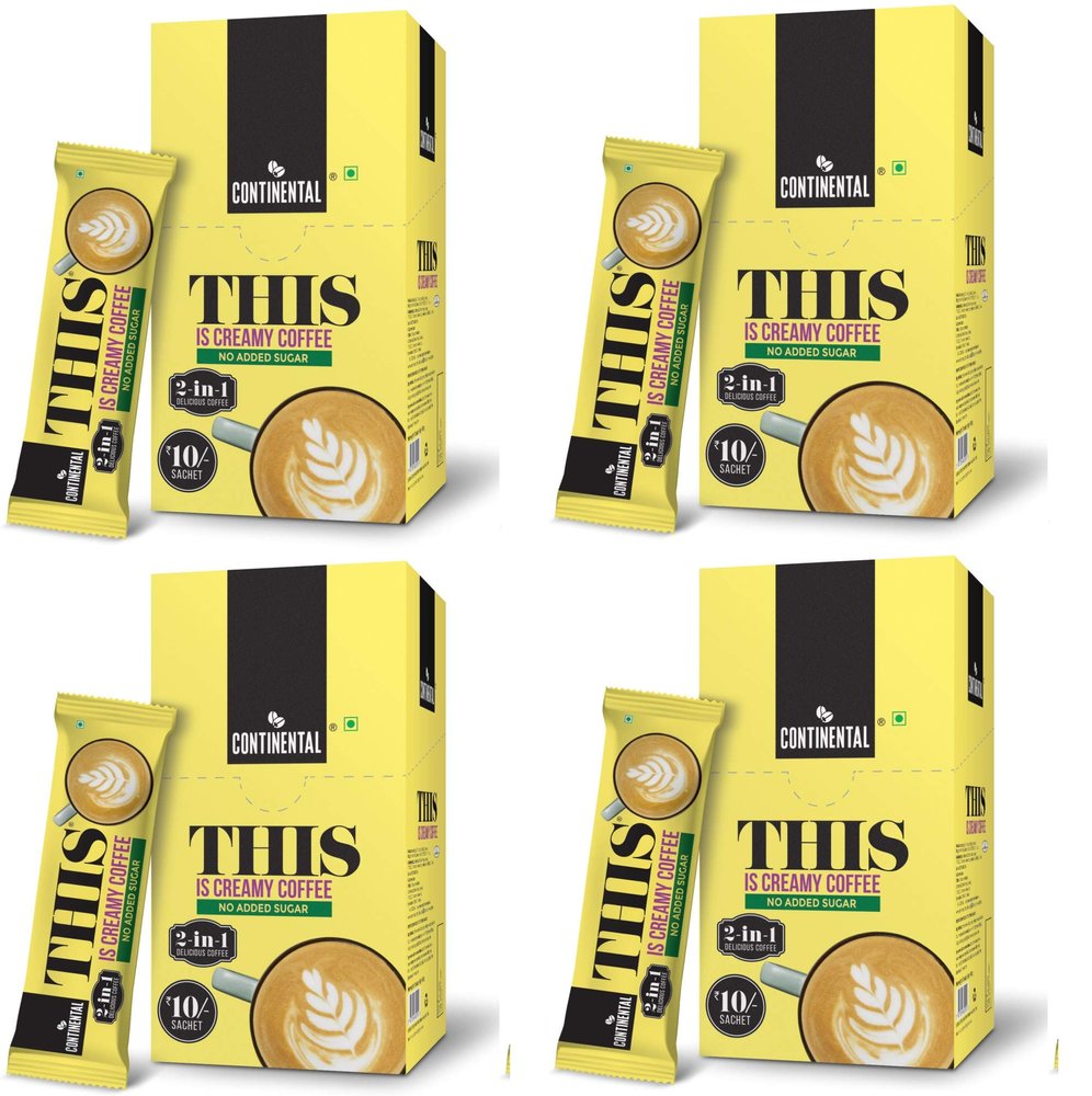 Continental THIS Creamy Instant Coffee Powder | 2 In 1 Instant Premix Coffee | 160 Gram | Pack Of 4 | Rich and Smooth Flavor | Convenient Single-Serve Sachets for Quick and Easy Coffee Anytime | 720gm