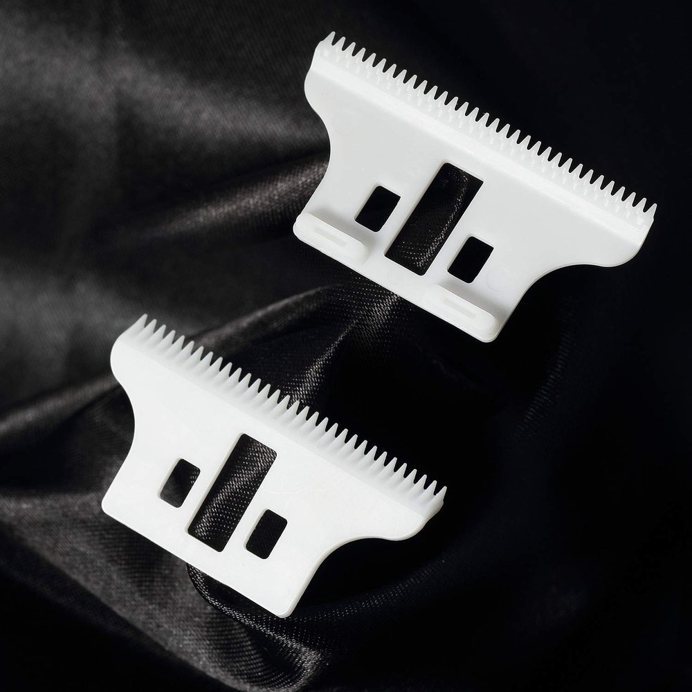 FOXSONIC 2pcs Replacement Ceramic Blades for 8081 WAHL Detailer T-WIDE Trimmer Blade 32 teeth with box (WHITE)