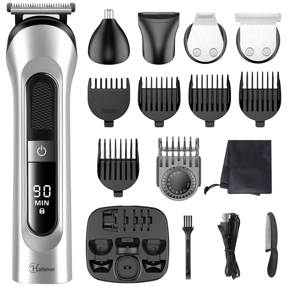 Hatteker Beard Trimmer for Men Hair Clipper Cordless Mustache Nose Trimmer Body Groomer Hair Cutting Kit Precision Trimmer USB Rechargeable Waterproof 5 in 1