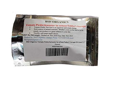 BSD Organics Tomato Pickle/tamaatar ka achaar/Takkai Oorugai-200Gram