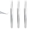 3 Pieces Ingrown Hair Tweezers Stainless Steel Splinter Tweezers Pointed Blackhead Remover Precision Eyebrow Tweezers for Facial Hair, Ingrown Hair, Splinter and Blackhead Remover (Silver) view 1