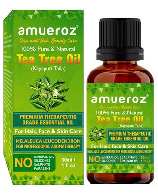 Amueroz Tea Tree Essential Oil for Aromatherapy  (Therapeutic Grade Tea Tree 30ml) | Healthy Skin | Face and Hair - 100% Organic Remedy for Dandruff | Skin Acne | Pimple | Stress and More.