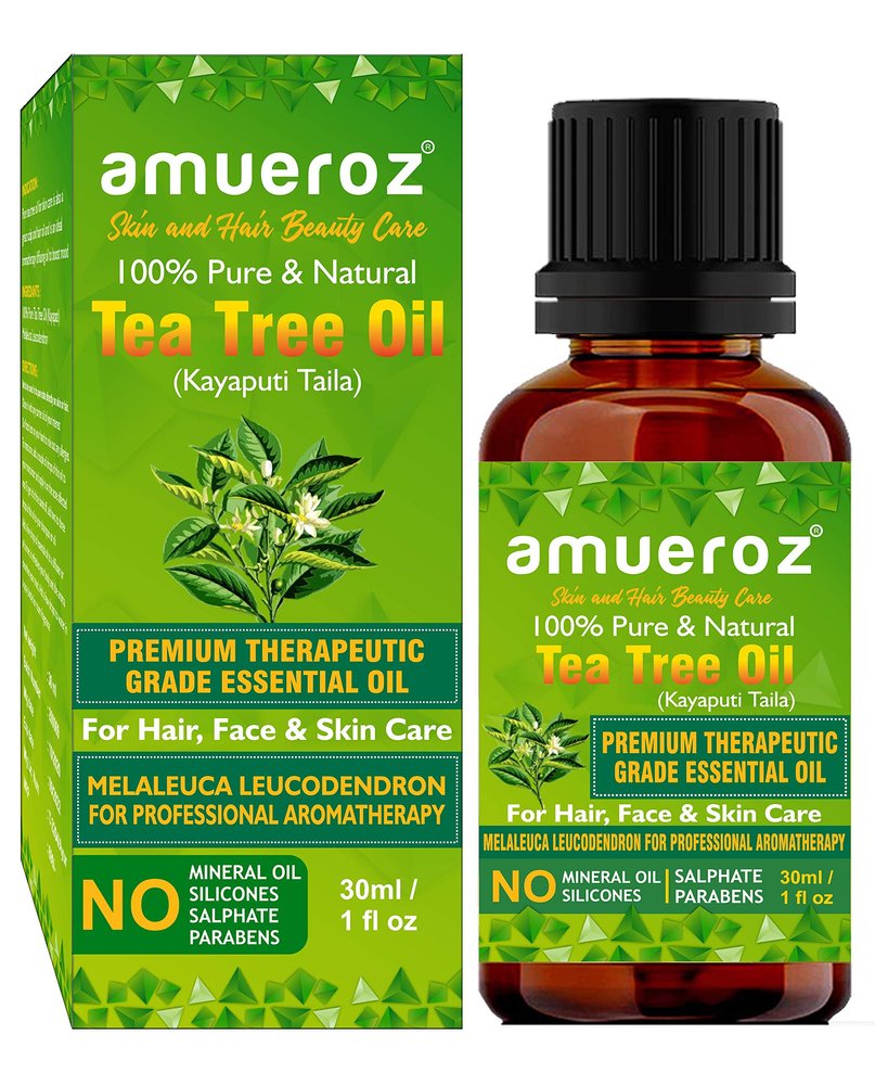 Amueroz Tea Tree Essential Oil for Aromatherapy (Therapeutic Grade Tea Tree 30ml) | Healthy Skin | Face and Hair - 100% Organic Remedy for Dandruff | Skin Acne | Pimple | Stress and More.