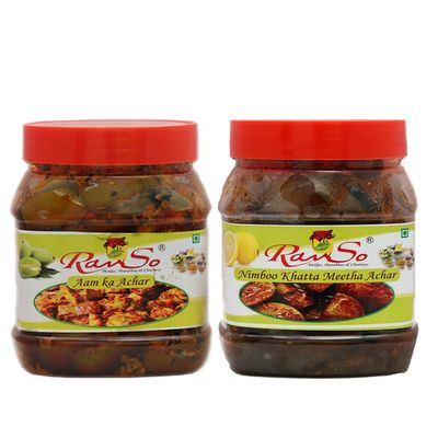 Advait Home Made Combo Pack of Two(2) Pickle India Ka Aachar # 500 Grams Nimbu Pickle # 500 Grams aam Pickle