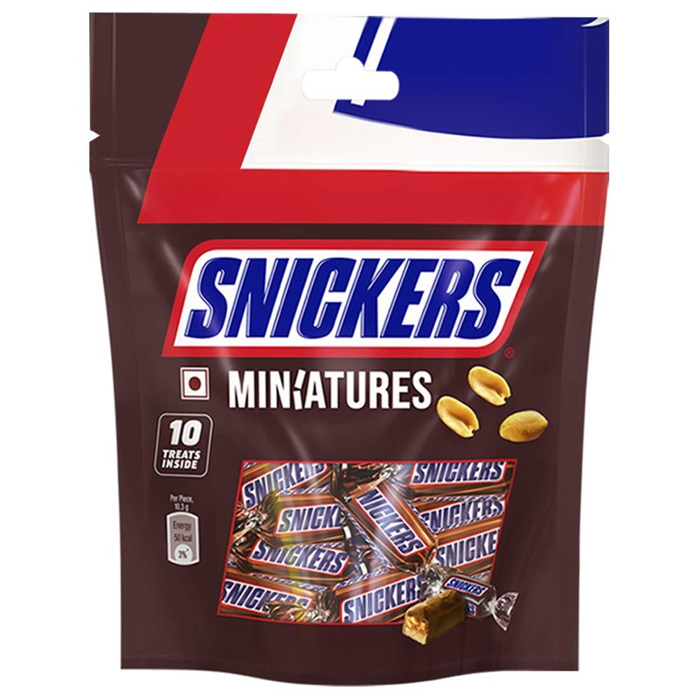 Snickers Peanut Filled Miniatures Chocolates 100 gm-Pack of 4