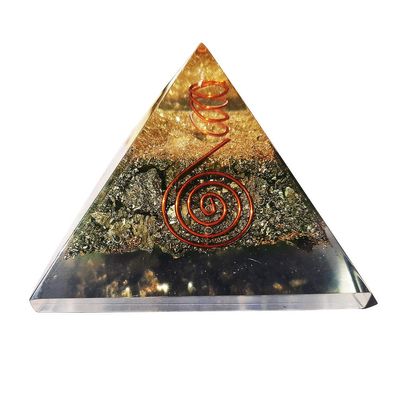 9Dzine Reiki Stones Organ Natural Crystal Stone Pyrite Pyramid for Reiki Healing, Aura Cleaning, Vastu Correction and Crystal Healing Pyramid Housewarming Gift
