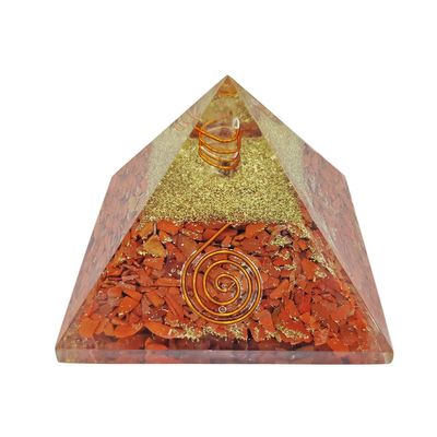9Dzine Energy Generator Crystal Red Jasper Orgone Pyramid for EMF Protection Red Jasper Raw Chips Orgone Pyramid for Vastu Correction Aura Cleansing Stress Relives