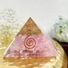 9Dzine Feng Shui Rose Quartz Orgonite Orgone Pyramid with Crystal and Copper Rose Quartz Orgone Pyramid with Crystal Point Pencil for Orgone Healing Positive Energy