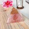 9Dzine Feng Shui Rose Quartz Orgonite Orgone Pyramid with Crystal and Copper Rose Quartz Orgone Pyramid with Crystal Point Pencil for Orgone Healing Positive Energy view 3