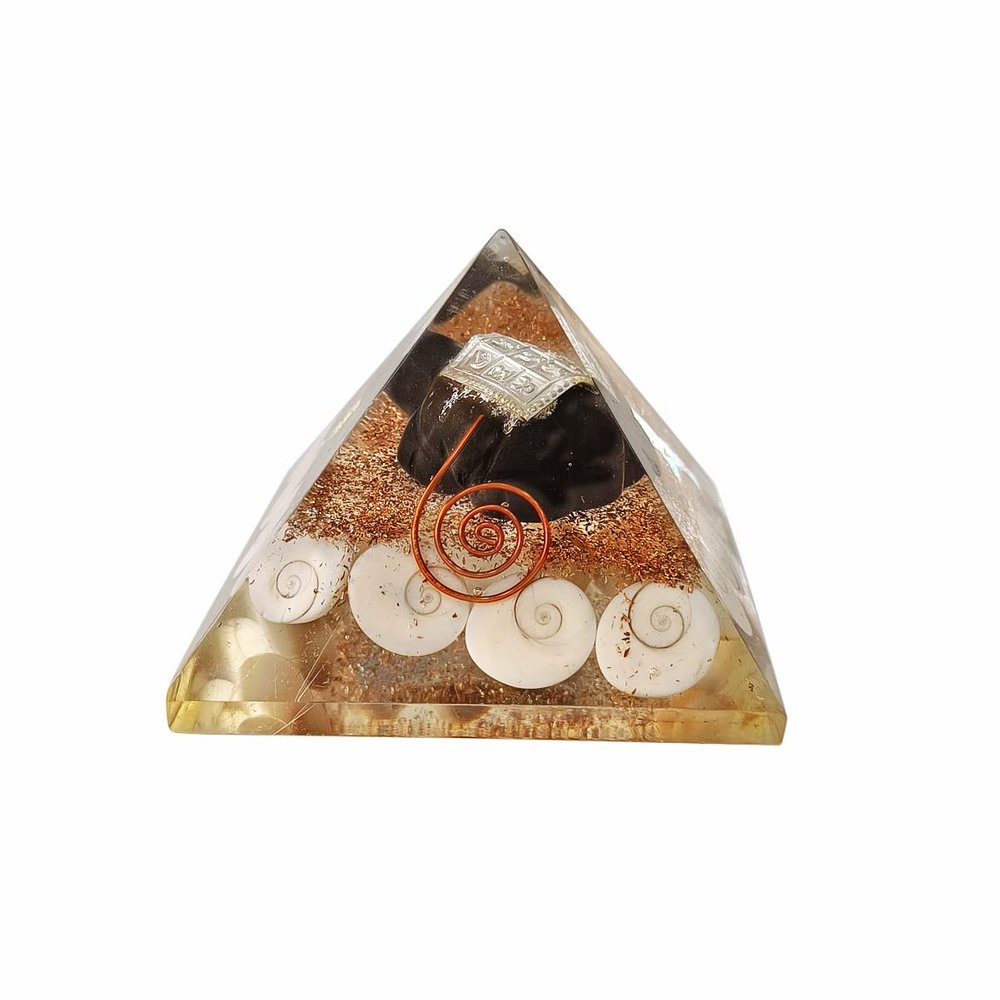 9Dzine Reiki Stones Gomti Kachwa Orgone Pyramid for Reiki Healing and Crystal Healing with Tortoise Vastu Crystal Healing Pyramid Turtle Gomti Chakra Pyramid (Length 7.8 Cm)