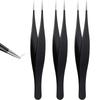 3 Pieces Tweezers for Ingrown Hair Stainless Steel Pointed Blackhead Remover Precision Eyebrow and Splinter Removal Tweezers (Black) view 1