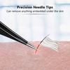 3 Pieces Tweezers for Ingrown Hair Stainless Steel Pointed Blackhead Remover Precision Eyebrow and Splinter Removal Tweezers (Black) view 2