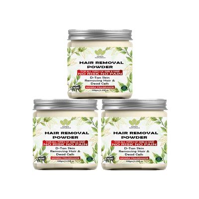 Haria Naturals Hair Removal Powder (Mogra Fragrance) For Underarms, Hand, Legs & Bikini Line Three in one Use For D-Tan Skin, Removing Hair, Remove Dead cell Men & Women 300 gms