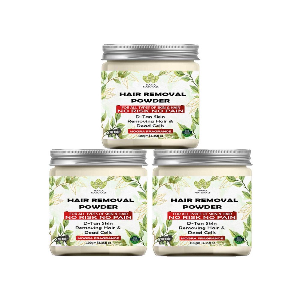 Haria Naturals Hair Removal Powder (Mogra Fragrance) For Underarms, Hand, Legs & Bikini Line Three in one Use For D-Tan Skin, Removing Hair, Remove Dead cell Men & Women 300 gms