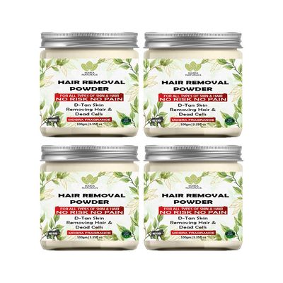 Haria Naturals Hair Removal Powder (Mogra Fragrance) For Underarms, Hand, Legs & Bikini Line Three in one Use For D-Tan Skin, Removing Hair, Remove Dead cell Men & Women 400 gms